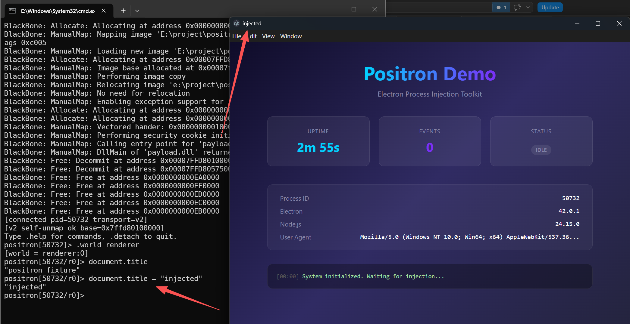 Positron live DOM manipulation